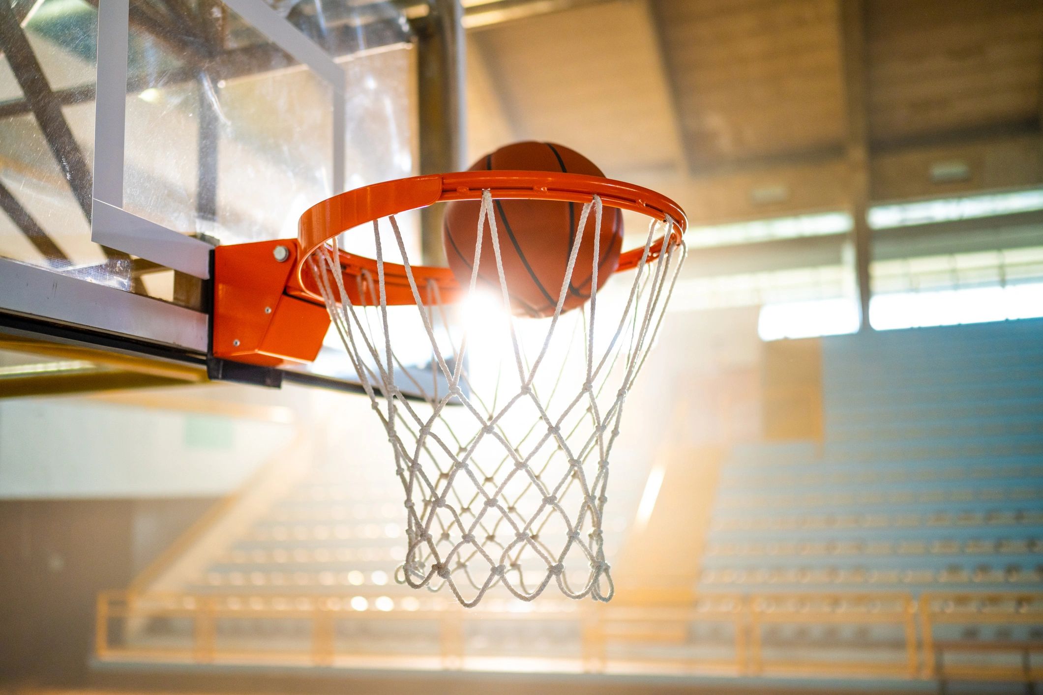 Basketball approaching the hoop