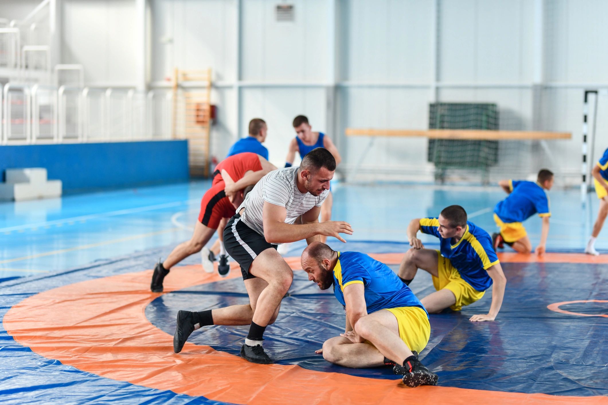 Kabaddi-style wrestling practice demonstration