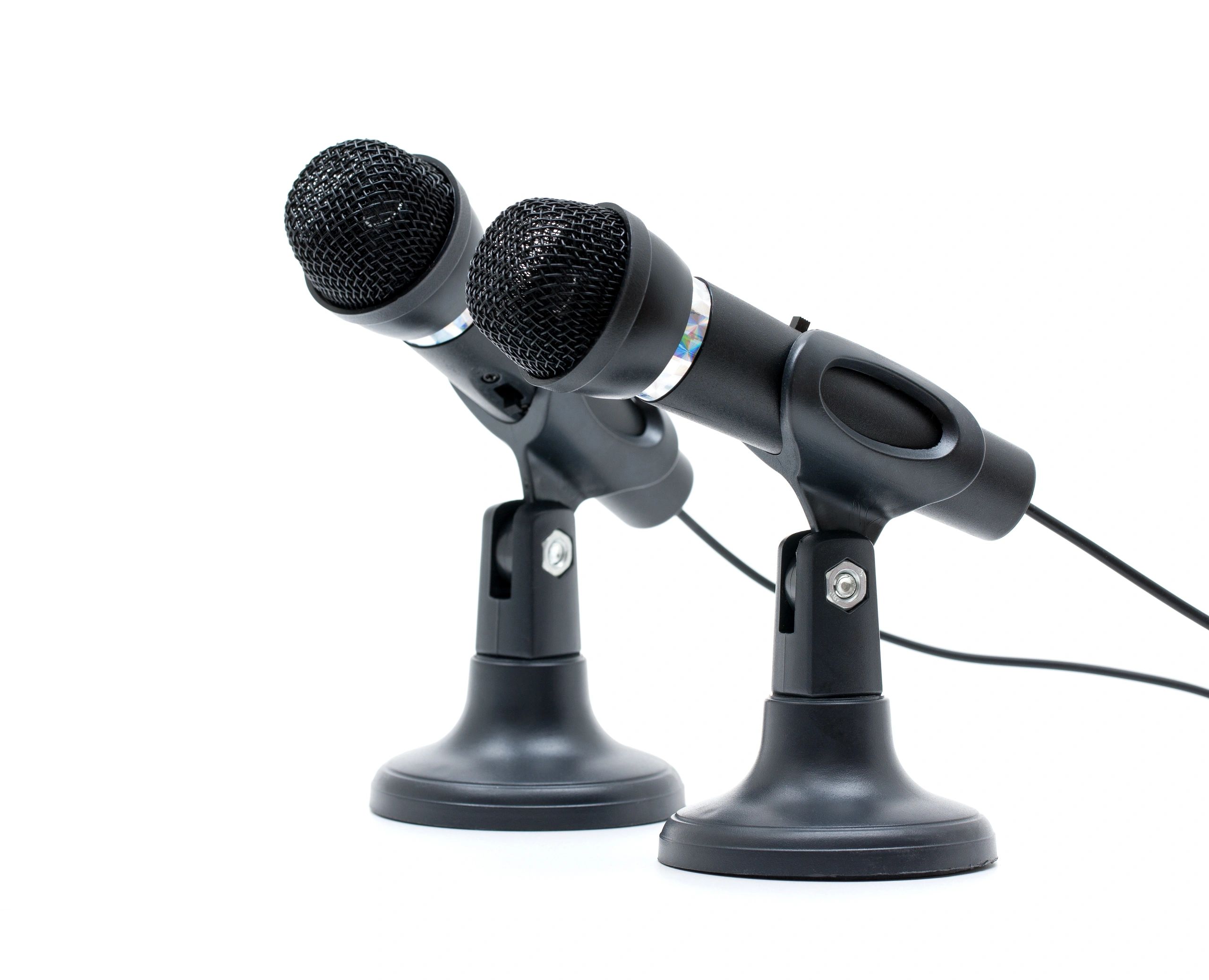Microphones set up for media questions