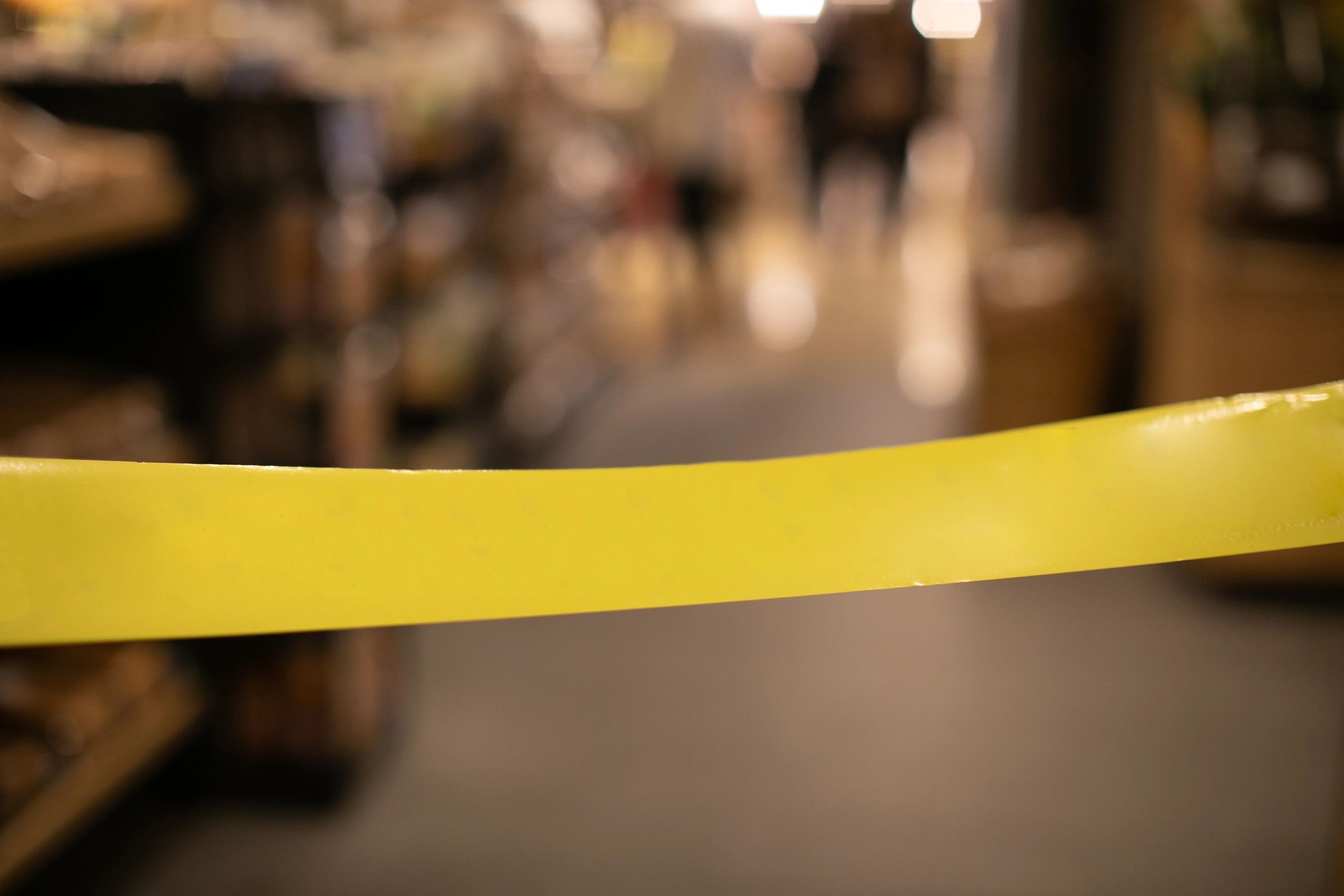 Yellow warning tape indicating a restricted area